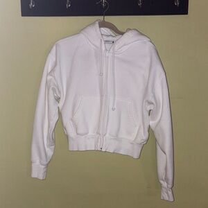 TNA Cozy Sweatfleece Boyfriend Fit Zip Up Hoodie Size Small White